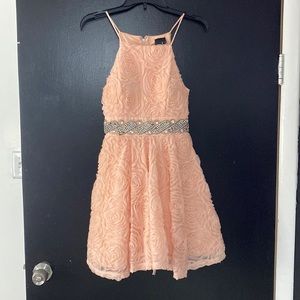 Peachy rose sequined homecoming dress